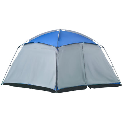 8-person family camping tent with window, blue, waterproof