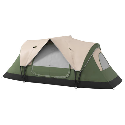 8-person tunnel tent, windproof, water-repellent, dark green