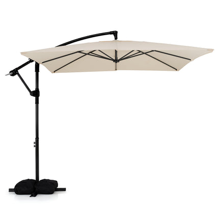 8x8 Ft Offset Cantilever Patio Umbrella, 360 Rotating, Beige