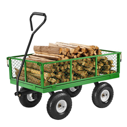 900 lb Steel Garden Cart, 10 in Tires, Removable Sides