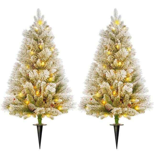 Artificial Christmas trees, 90 cm, 100 LED lights, set of 2