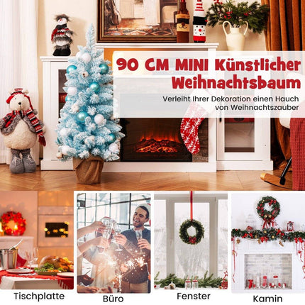 90cm Mini Artificial Christmas Tree with Snow &amp; Cement base Christmas tree Chirstbaum Blue