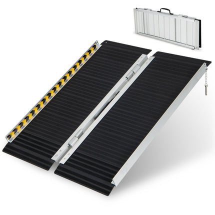91 x 74 cm wheelchair ramp, portable & anti-slip folding ramp, load-bearing up to 272 kg, aluminium