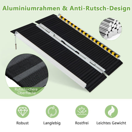 91 x 74 cm wheelchair ramp, portable & anti-slip folding ramp, load-bearing up to 272 kg, aluminium
