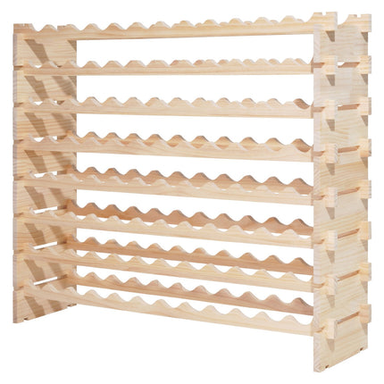 96-Bottle Stackable Pine Wood Wine Rack, 8-Tier