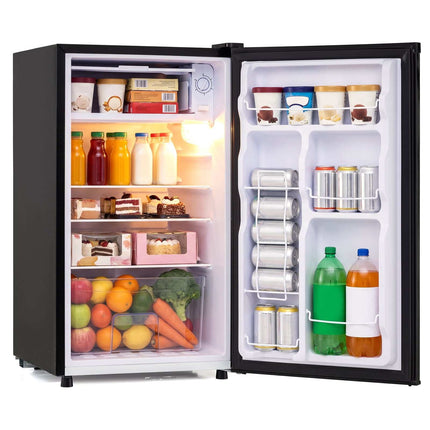 98L Black Mini-Fridge, 5 Temp Settings, LED, Reversible Door