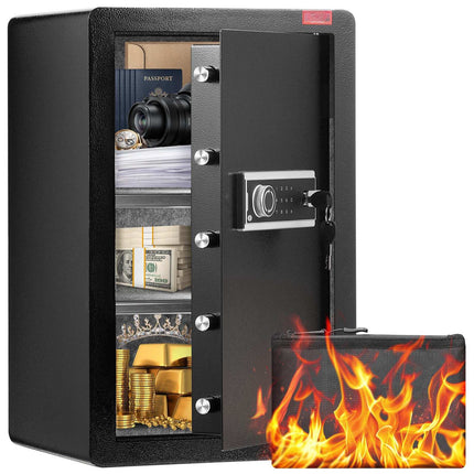 99L Safe Box With Key Lock, Keypad, Fireproof Bag