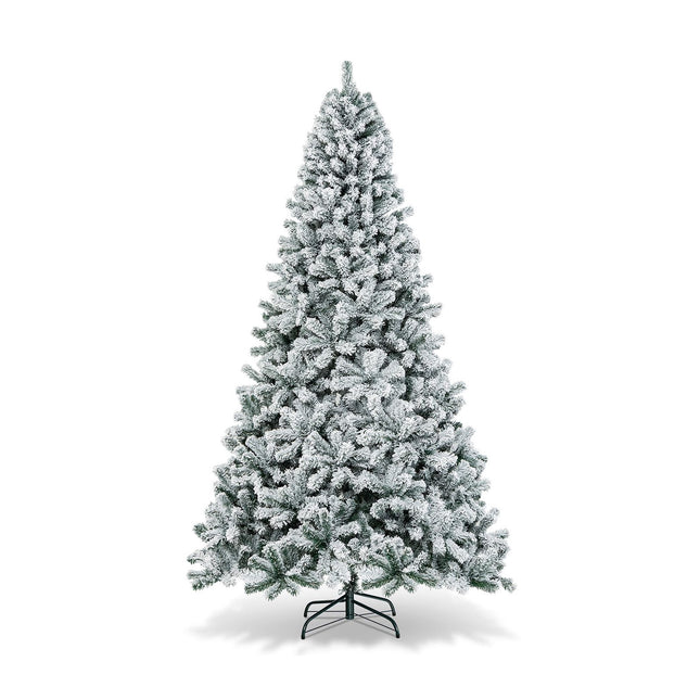 9 Ft Artificial Christmas Tree, Snow-Flocked, Hinged Metal Stand