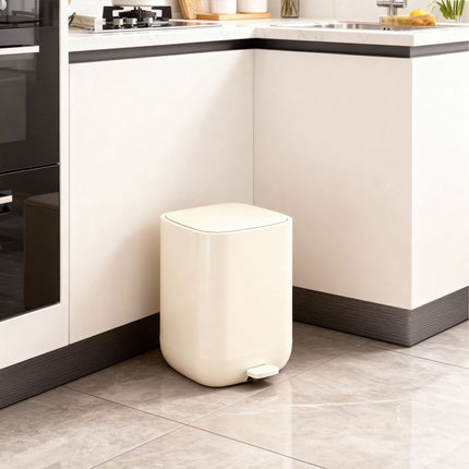 9L Square Pedal Bin, Plastic, Soft-Close Lid