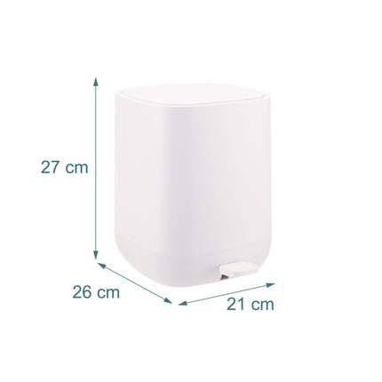 9L Square Pedal Bin, Plastic, Soft-Close Lid