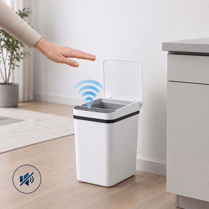 9L White Plastic Sensor Kitchen Bin