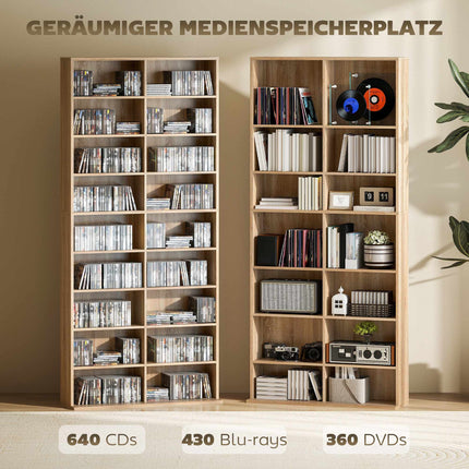 9-Tier DVD Shelf, 18 Compartments, Adjustable Shelves
