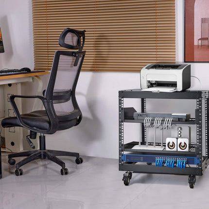 9U 4-Post Open Frame Server Rack, Adjustable Depth 23-40 in