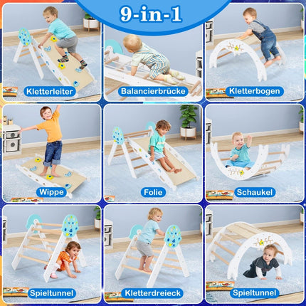 9-in-1 Montessori Climbing Set with Slide & Ramp
