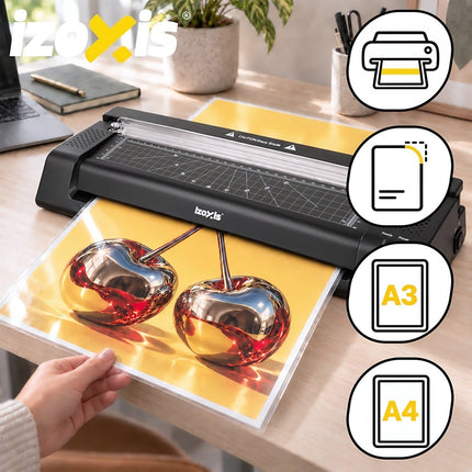 A3 Laminator 430 W with Guillotine and Corner Rounder, 110 Pouches, Hot/Cold
