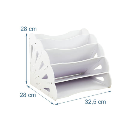 A4 MDF Desk Organiser, 5 Compartments - White