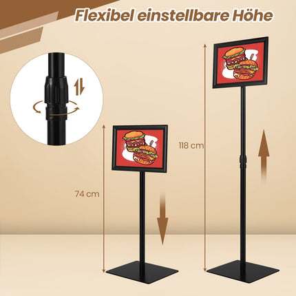 A4 Poster Stand 2-Pack, Adjustable Height, Black
