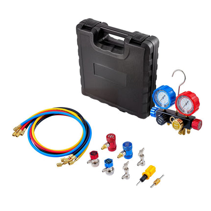 AC Manifold Gauge Set, 4-Way, 1.5 m Hoses, R134a–R22