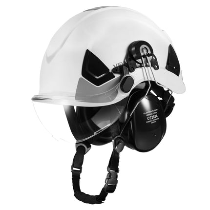 ANSI Z89.1 Vented Hard Hat With Visor, Earmuffs