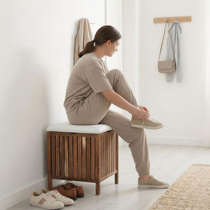 Acacia Laundry Basket with Seat, 50L Capacity
