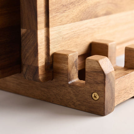 Acacia Wood Chopping Board Set with Stand, 3-Piece