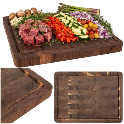 Acacia Wood Cutting Board, Large 43x33 cm, Juice Groove