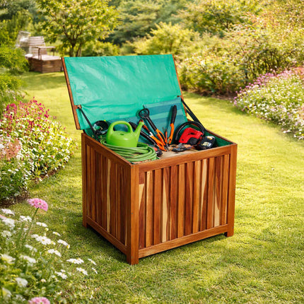 Acacia Wood Garden Storage Box, Small, Natural Finish