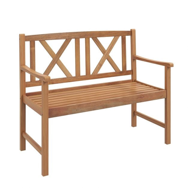 Acacia Wood Outdoor Bench, 2-Person, 800 lb Capacity