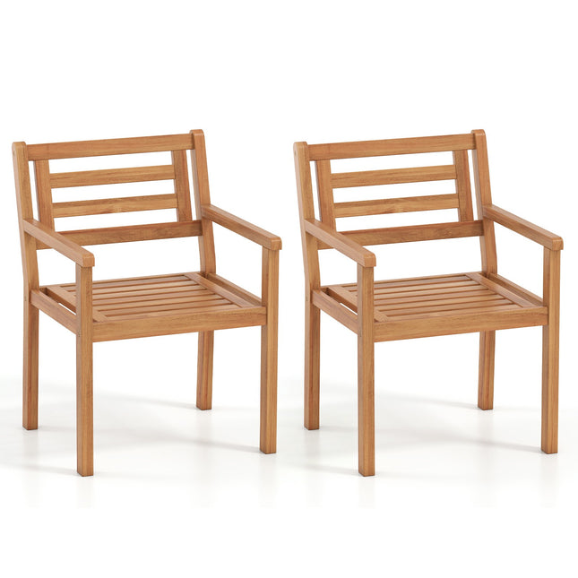 Acacia Wood Outdoor Dining Chairs, Set of 2, 180 kg