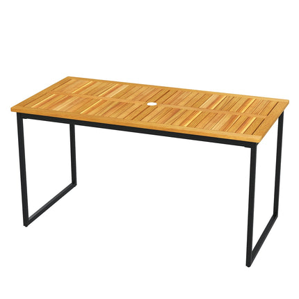 Acacia Wood Outdoor Dining Table for 6 with Umbrella Hole