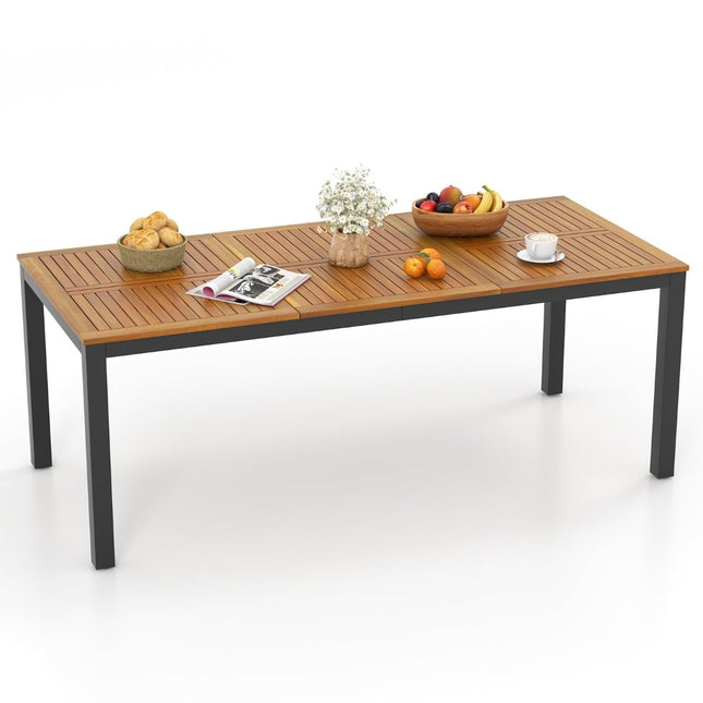 Acacia Wood Outdoor Dining Table for 8, 200x90 cm