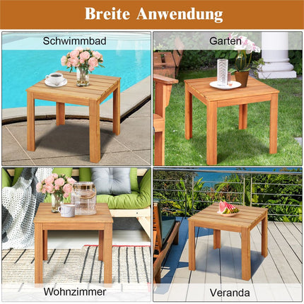Acacia Wood Side Table, Square, Water-Resistant, 45x45x41 cm