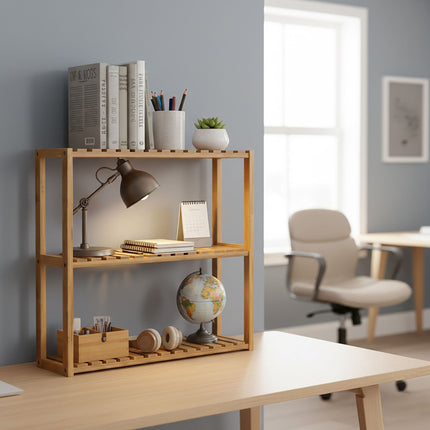 Acacia Wood Wall Shelf, 3-Tier Storage