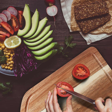Acacia wood cutting board with handle