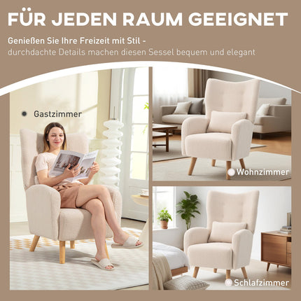 Accent Chair, Plush Upholstery, Foam Cushion, Beige
