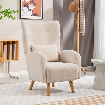 Accent Chair, Plush Upholstery, Foam Cushion, Beige