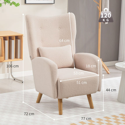 Accent Chair, Plush Upholstery, Foam Cushion, Beige