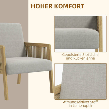 Accent Relaxation Chair, upholstered rattan look, linen look