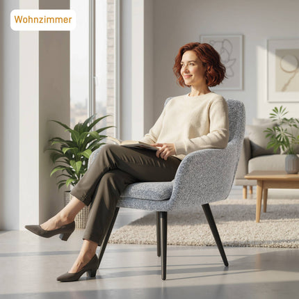 Accent Chair with Metal Legs, Linen Look, Light Grey