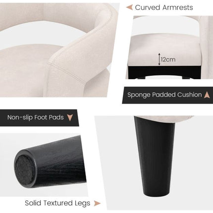 Accent Chair with Ottoman, Beige Velvet, 150 kg Capacity