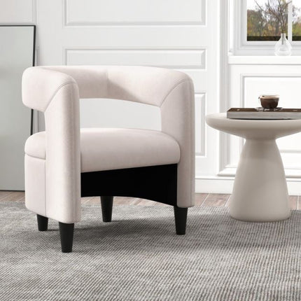 Accent Chair with Ottoman, Beige Velvet, 150 kg Capacity