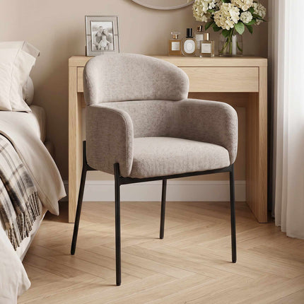 Accent Lounge Chair, Armrests, Chenille Upholstery, Metal Legs, Tan