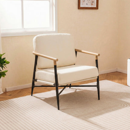 Accent Lounge Chair, Beige, Removable Zippered Cushions