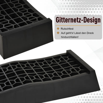 Rubber threshold ramp set, black, 70x20x8 cm, curb