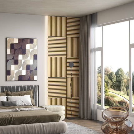 Acoustic wall panels in oak 3D - 4-pack, 60x60 cm