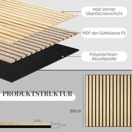 Acoustic wall panels in oak 3D - 4-pack, 60x60 cm