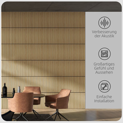 Acoustic wall panels in oak 3D - 4-pack, 60x60 cm