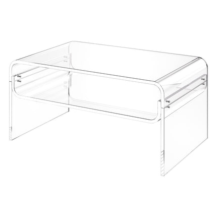 Acrylic Coffee Table, 2-Tier Clear Storage Shelf 80cm