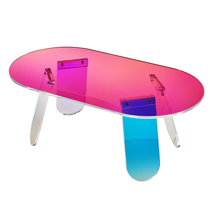 Acrylic Coffee Table – Iridescent Oval, 13.8 In High