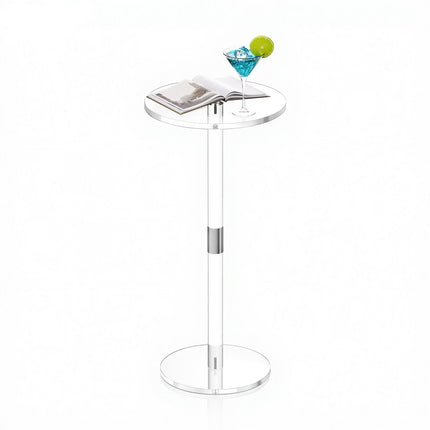 Acrylic Drink Table, Clear Round Top 10 x 21 in